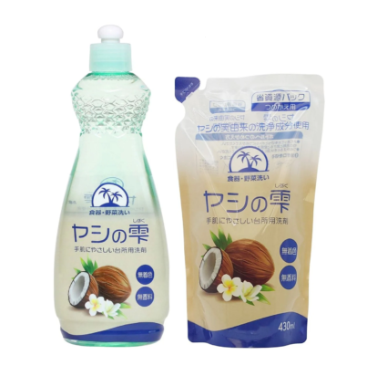 DISHWASH DETERGENT DUO PACK YASHI-NO-SHIZUKU BOTTLE 600ML + REFILL 430 ML