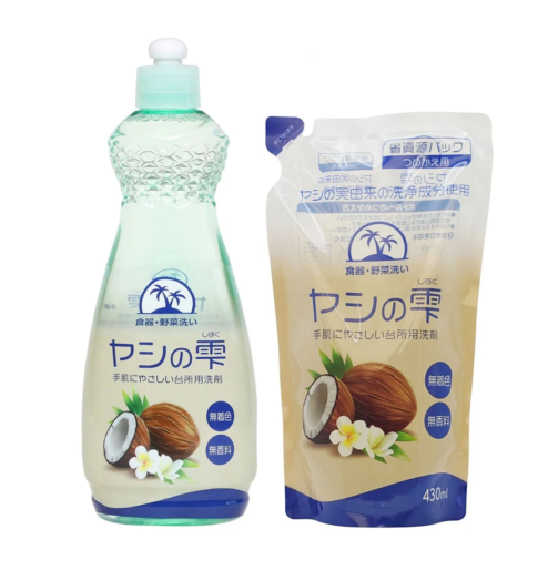 DISHWASH DETERGENT DUO PACK YASHI-NO-SHIZUKU BOTTLE 600ML + REFILL 430 ML
