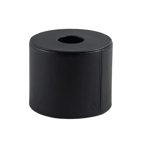 Round Tissue Box Decorum 13x13x14.5 cm Black