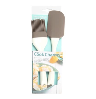 SPATULA AND BRUSH COOK CHARMY WHITE 2PCS